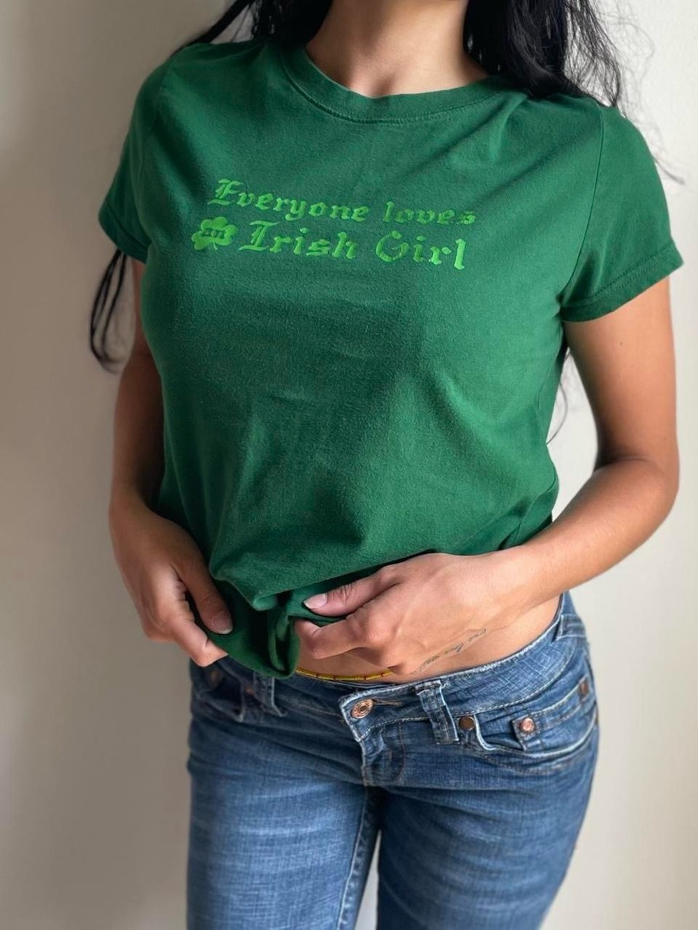 Everyone Loves an Irish Girl Green Graphic Tee